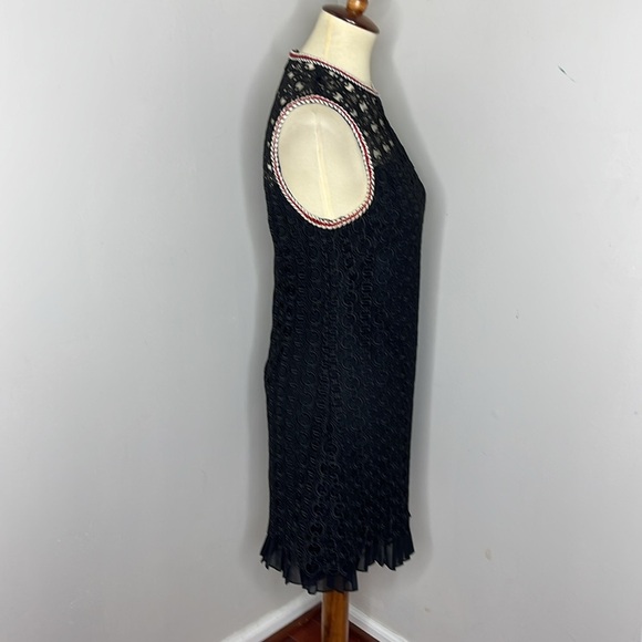 Sandro‎ Lace Crochet Embroidered Franck Mini Dress Sleeveless Ruffle Pleated Hem - Picture 6 of 12